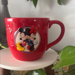 Disney Red Mug with Mickey and Minnie Design